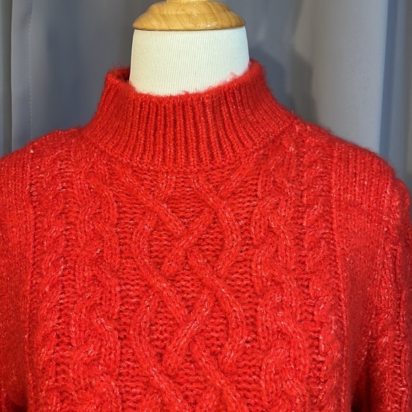 Halogen Cable Knit Sweater Red Blaze - Picture 2 of 6